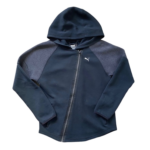 Puma Women Black Grey Full Zip Activewear Hoodie Jumper Sz XS AU8 - Picture 2 of 10